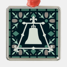 Ornamento De Metal Design de Fleur Raincross do vitral de turquesa