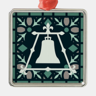 Ornamento De Metal Design de Fleur Raincross do vitral de turquesa