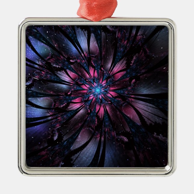 Ornamento De Metal design de flor fractal abstrato. (Frente)