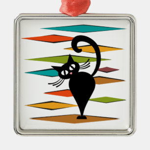 Ornamento De Metal design de gato preto meio século