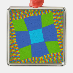 Ornamento De Metal Design de Impressão de Arte Ciana Azul Belo e Belo