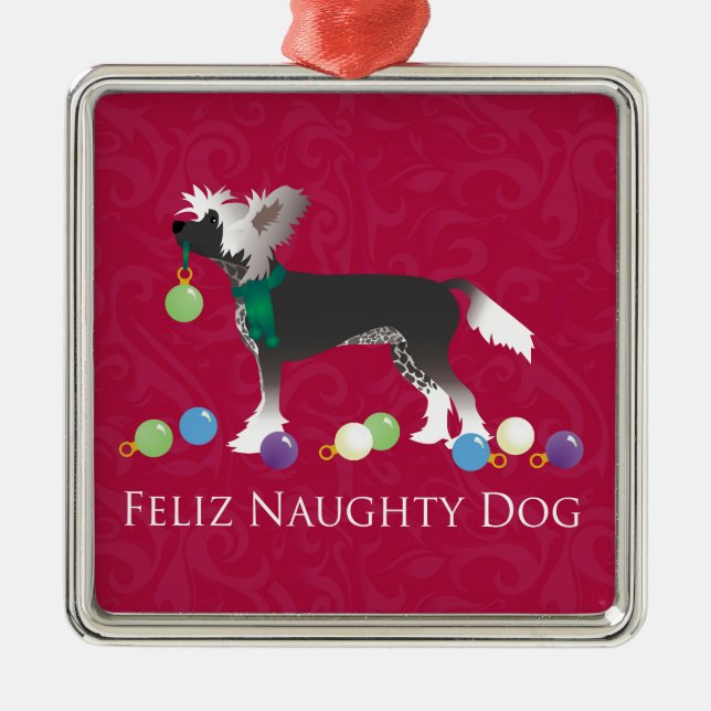 Ornamento De Metal Design de Natal em Pinto Chinês (Frente)