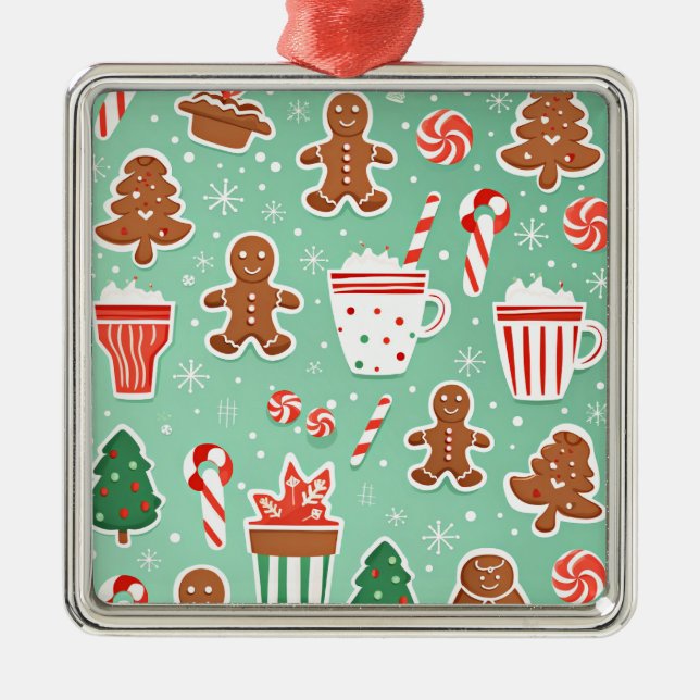 Ornamento De Metal Design de pão de Natal (Frente)