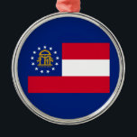 Ornamento De Metal Design de Sinalizador do Estado da Geórgia<br><div class="desc">Aqui está um decor de Design da bandeira da Geórgia apresentado sobre uma variedade de produtos populares. Uma ideia de presente de excelente para todas as ocasiões e para qualquer um em visita. Use o link "Perguntar a este Designer" para entrar em contato conosco com suas solicitações especiais de design...</div>