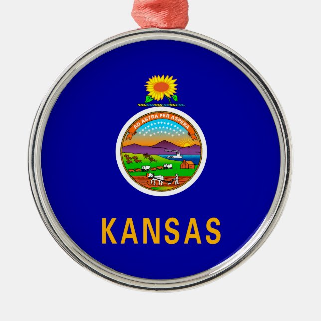 Ornamento De Metal Design de Sinalizador do Estado do Kansas (Frente)