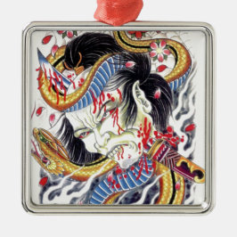 Ornamento De Metal Design de Tatuagem Grotesca e Cobra