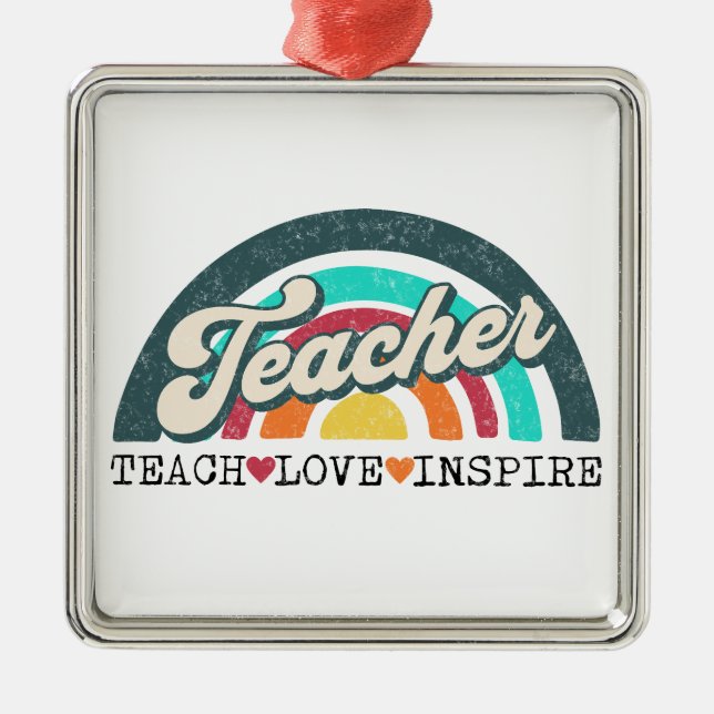 Ornamento De Metal Design de texto de professor (Frente)