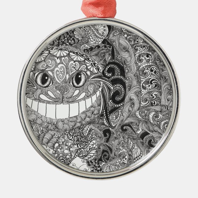 Ornamento De Metal Design do gato de Cheshire (Frente)