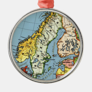 Ornamento De Metal Design do mapa de Dinamarca da suecia de Noruega