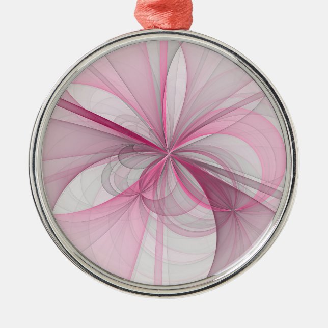 Ornamento De Metal Design Fractal de Cinza Abstrato moderno (Frente)