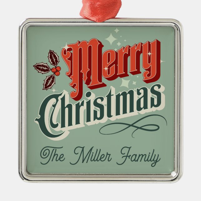 Ornamento De Metal Design natal vintage (Frente)