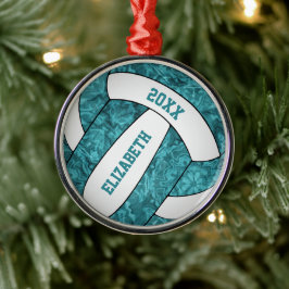 Ornamento De Metal desportista de vôlei branco de teal