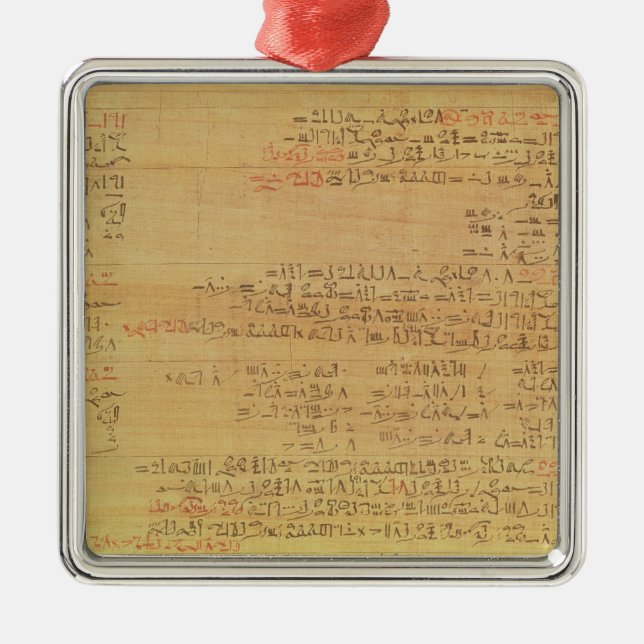 Ornamento De Metal Detalhe do papiro matemático de Rhind (Frente)