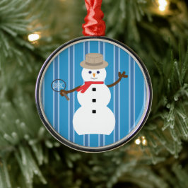 Ornamento De Metal Detetive Blue Snowman, divertido e Rico