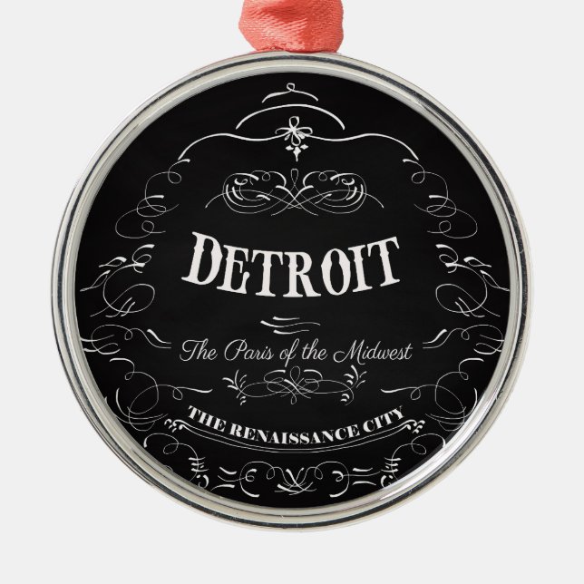 Ornamento De Metal Detroit Michigan - a Paris do Midwest (Frente)