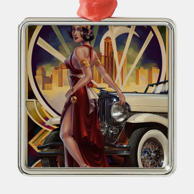 Ornamento De Metal Detroit, Michigan| Motor City (Frente)