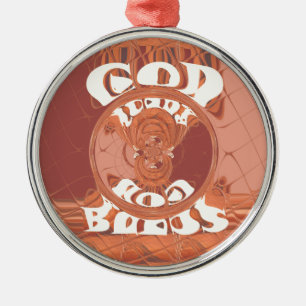 Ornamento De Metal Deus Abençoe Você – Impressão Espiritual Inspirada