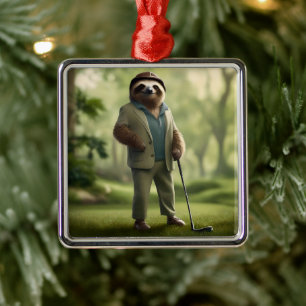 Ornamento De Metal "Devagar e Firme: Uma Luz Vestida para Golfe