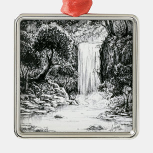 Ornamento De Metal Dia 21 de Inktober 2018 - cachoeira nas madeiras