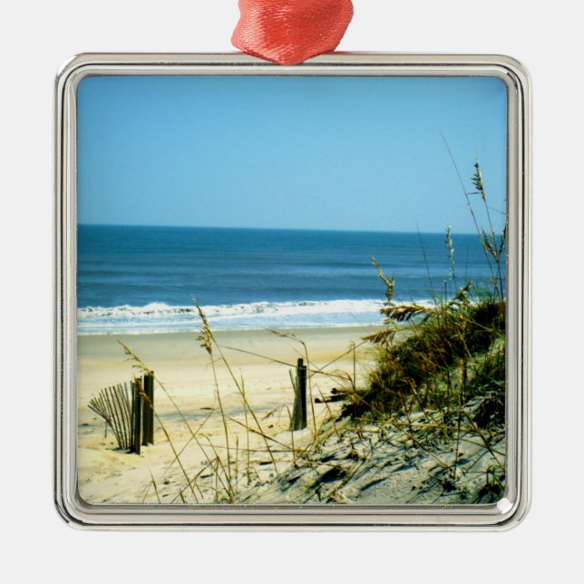 Ornamento De Metal Dia calmo na praia (Frente)
