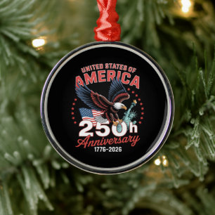 Ornamento De Metal Dia da Independência 250º Aniversário EUA Patrióti