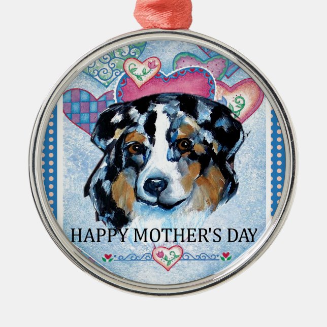 ORNAMENTO DE METAL DIA DAS MÃES AUSTRALIAN SHEPHERD (Frente)