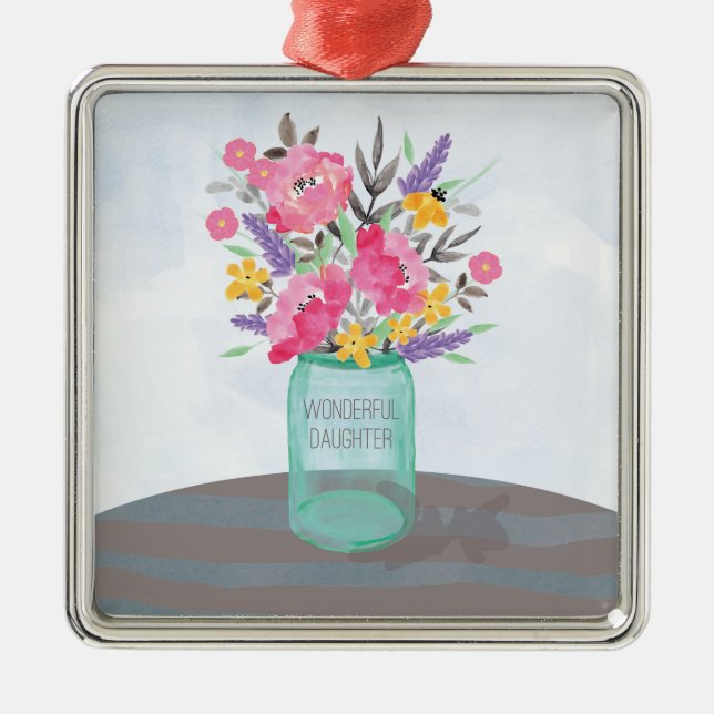 Ornamento De Metal Dia de as mães Mason Jar Vase (Frente)