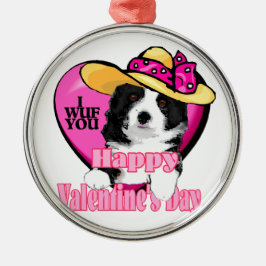 Ornamento De Metal Dia de os namorados de Borda Collie