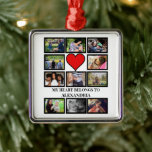 Ornamento De Metal Dia de os namorados Engraçado Personalizado, coraç<br><div class="desc">Dia de os namorados Engraçado personalizado,  11 colagem fotográfica. Personalize este modelo de design bonitinho com suas 11 fotos e o nome para namorado/namorada. É um presente de fotos perfeito para ele no dia de os namorados e presente de aniversário para casais.</div>