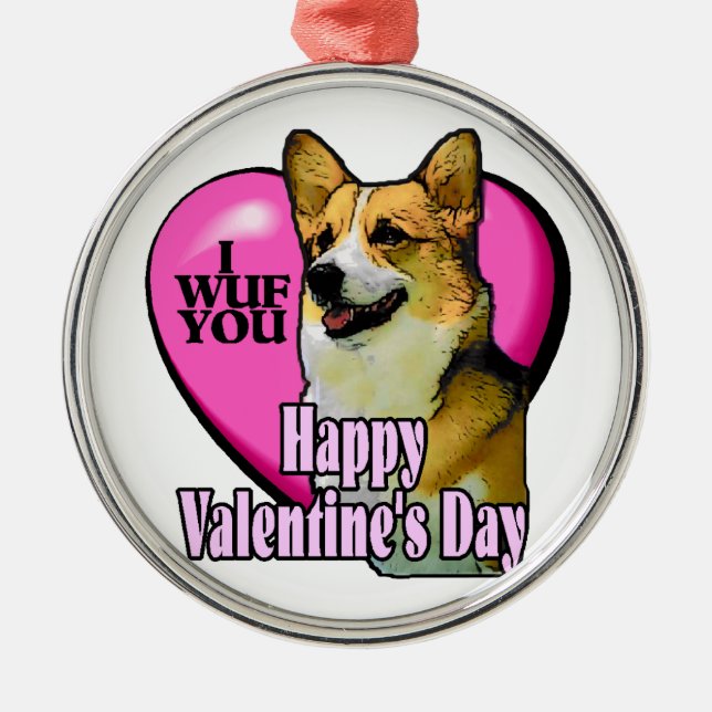 Ornamento De Metal Dia de os namorados Welsh Corgi (Frente)