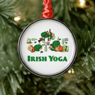 Ornamento De Metal Dia de São Patrício engraçado Yoga Irlandesa