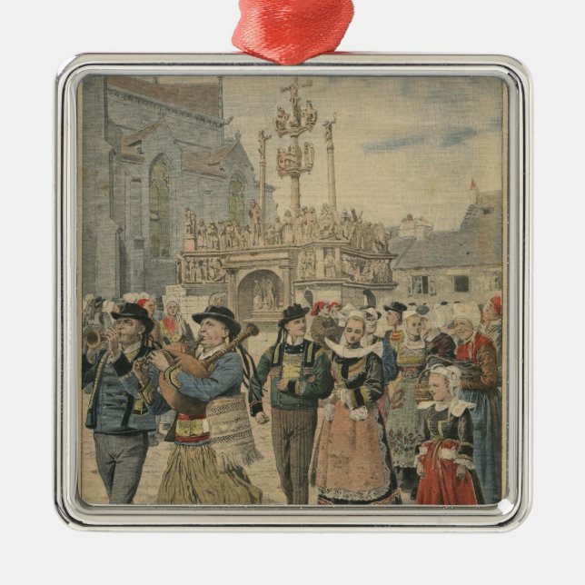 Ornamento De Metal Dia do casamento em Plougastel Brittany (Frente)