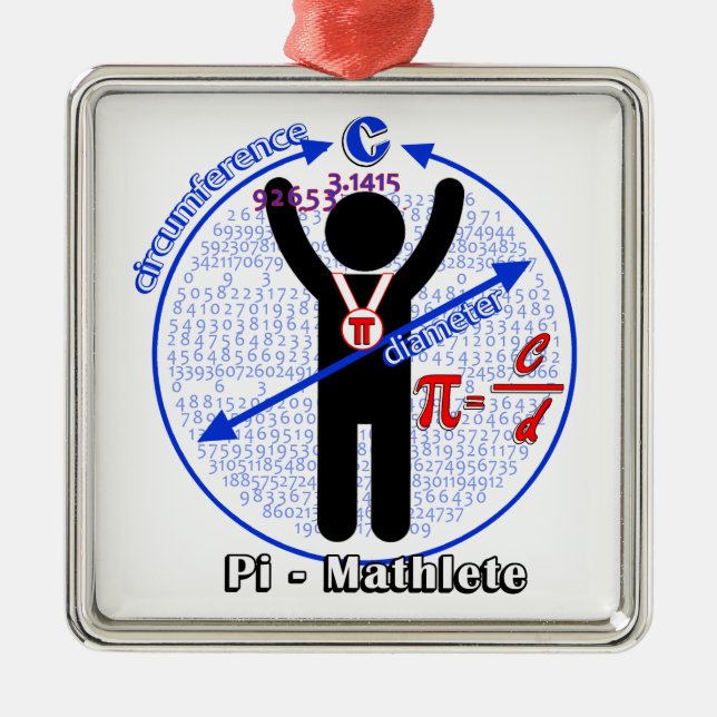 Ornamento De Metal Dia do Pi-Mathlete 3,14 Pi (Frente)