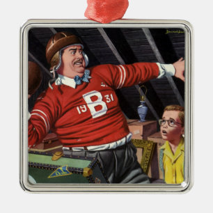 Ornamento De Metal Dia dos Pais Vintage, Esportes Pai e Filho Futebol