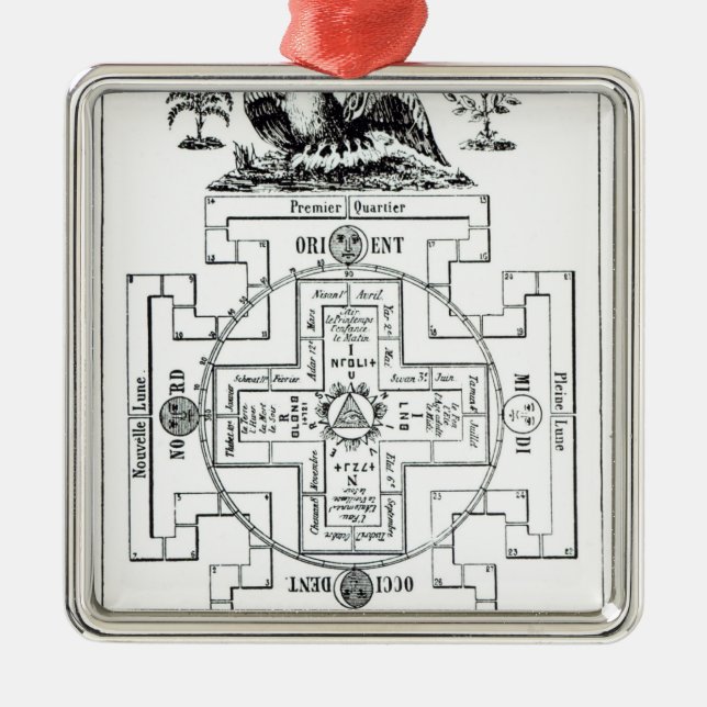 Ornamento De Metal Diagrama Mystical de Solomon (Frente)