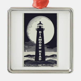 Ornamento De Metal Diamond Head Lighthouse Hawaii Moon