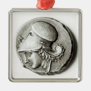 Ornamento De Metal Didrachma de Heracles: Athena de descrição anver