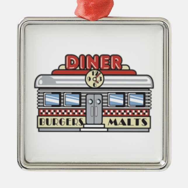 Ornamento De Metal Diner Retro Vintage Art (Frente)