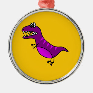 Ornamento De Metal Dinossauro roxo, bravo e bonito desenho animado