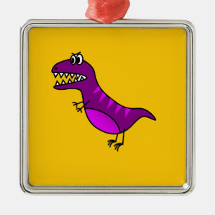 Ornamento De Metal Dinossauro roxo irritado dos desenhos animados