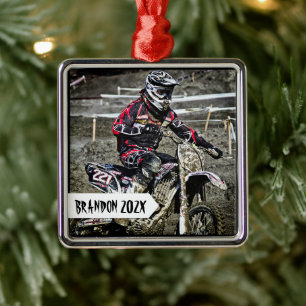Ornamento De Metal Dirt Bike Racer Personalization Name Photo