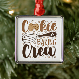 Ornamento De Metal Diversão Cookie Baking Crew Design