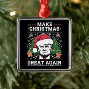 Ornamento De Metal Divertido Trump 2024 Faça o Natal Grande Novamente