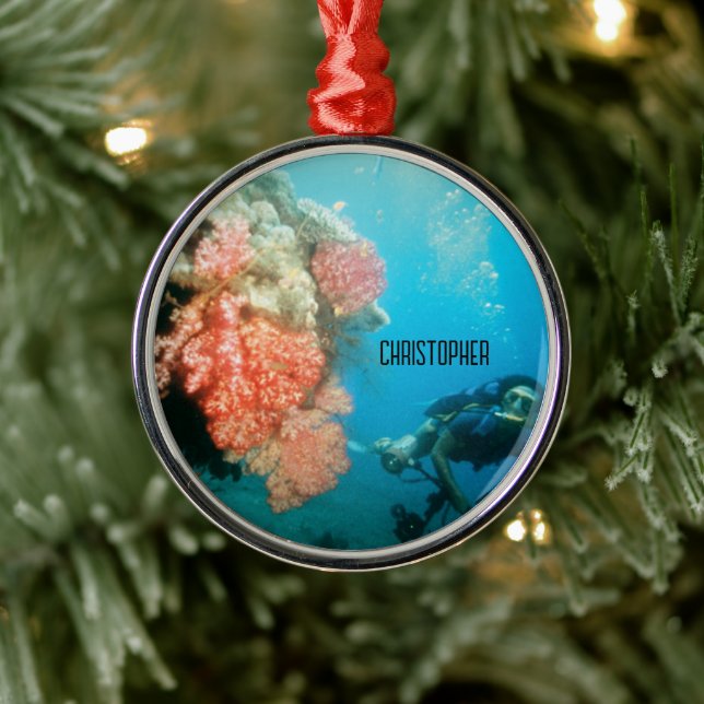 Ornamento De Metal Divisor Scuba Personalizado (Árvore)