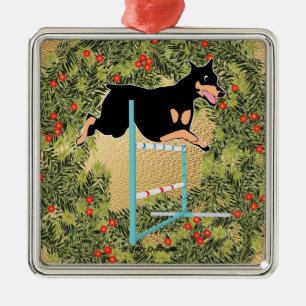Ornamento De Metal Doberman da agilidade