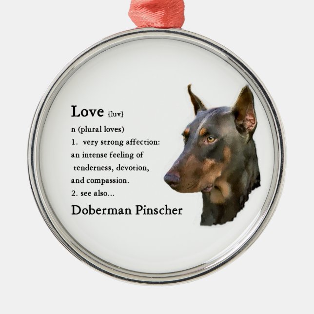 Ornamento De Metal Doberman Pinscher Art Love É... (Frente)