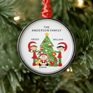 Ornamento De Metal Doce Família de 3 Natal Personalizado