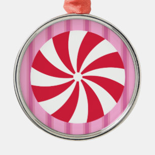 Ornamento De Metal Doces de hortelã-pimenta cor-de-rosa, divertida e