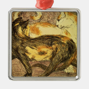 Ornamento De Metal Dois gatos