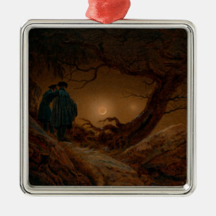 Ornamento De Metal Dois homens vendo a luz da lua à noite